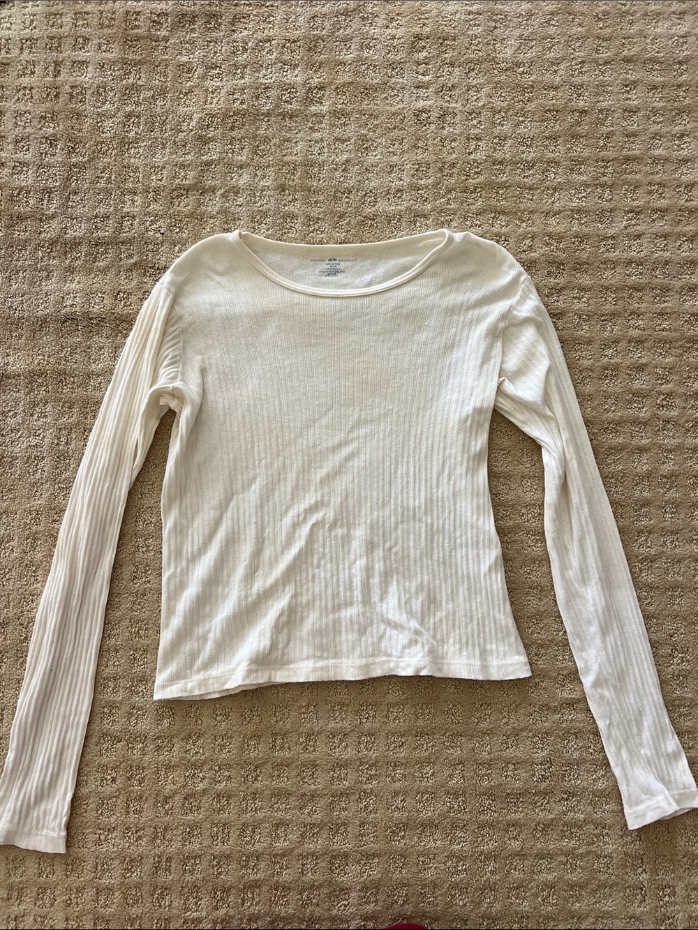 Brandy Melville Off-White Ribbed Long-Sleeve Tee